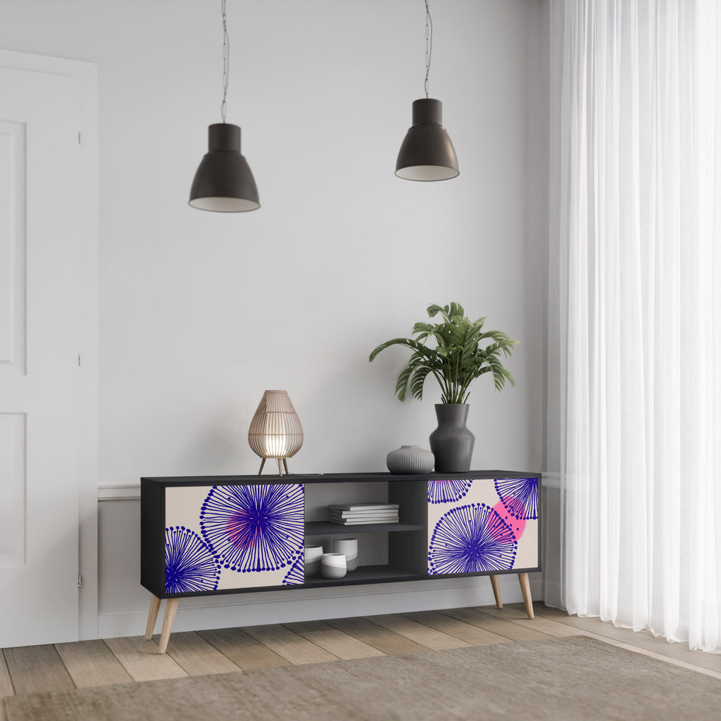 Mueble de TV MAGIC NATURE de 2 puertas con acabado negro