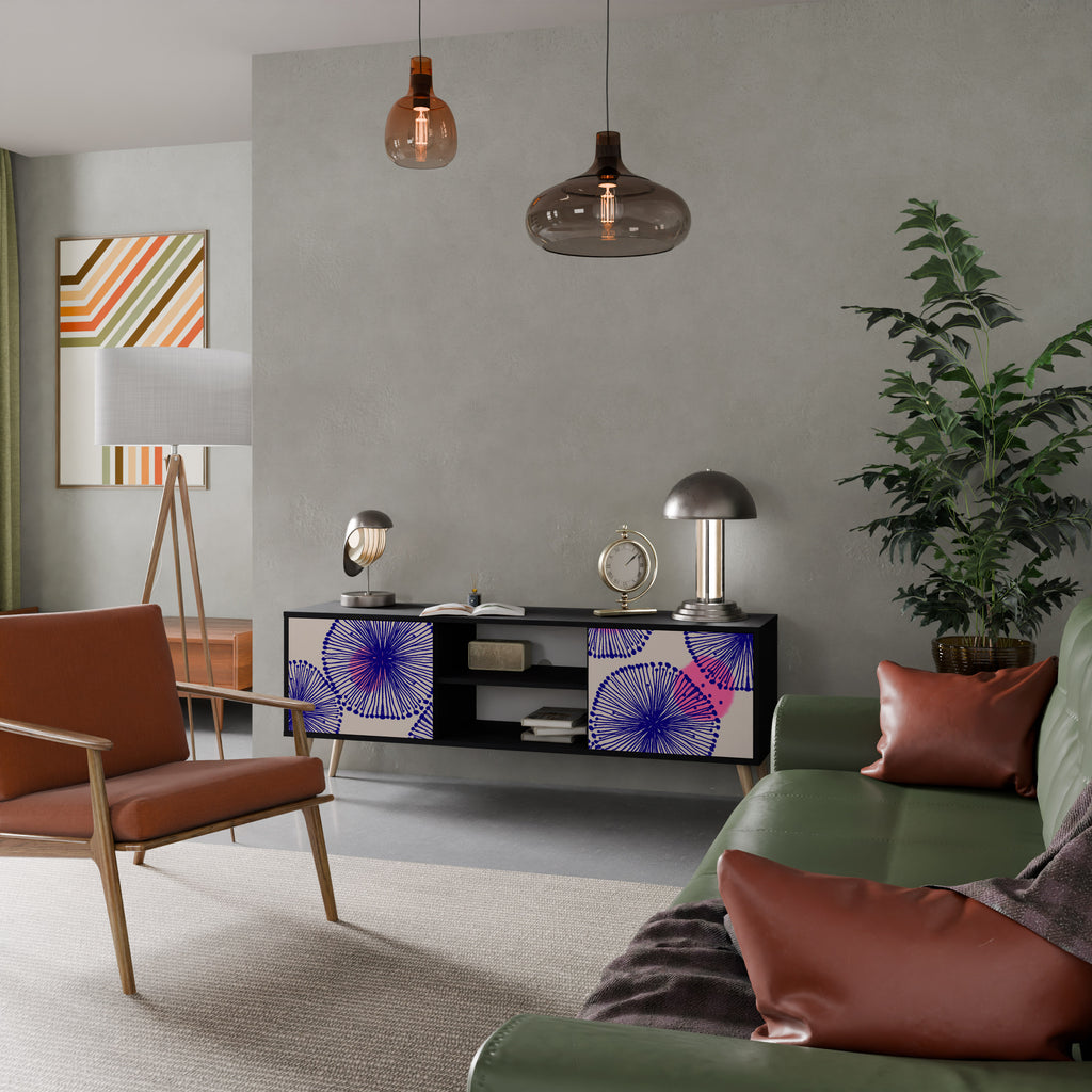 Mueble de TV MAGIC NATURE de 2 puertas con acabado negro