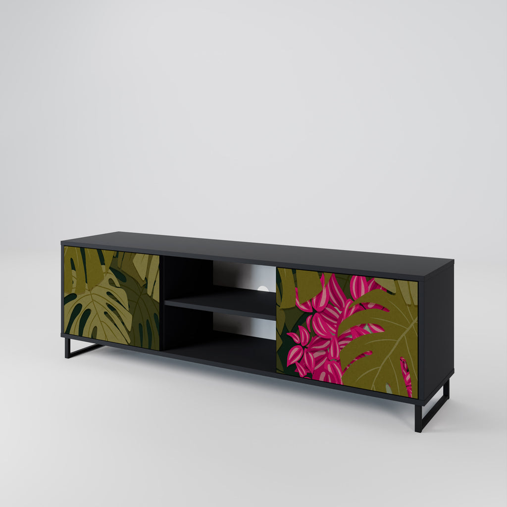 Mueble de TV de 2 puertas TROPICAL BEAUTY en acabado negro