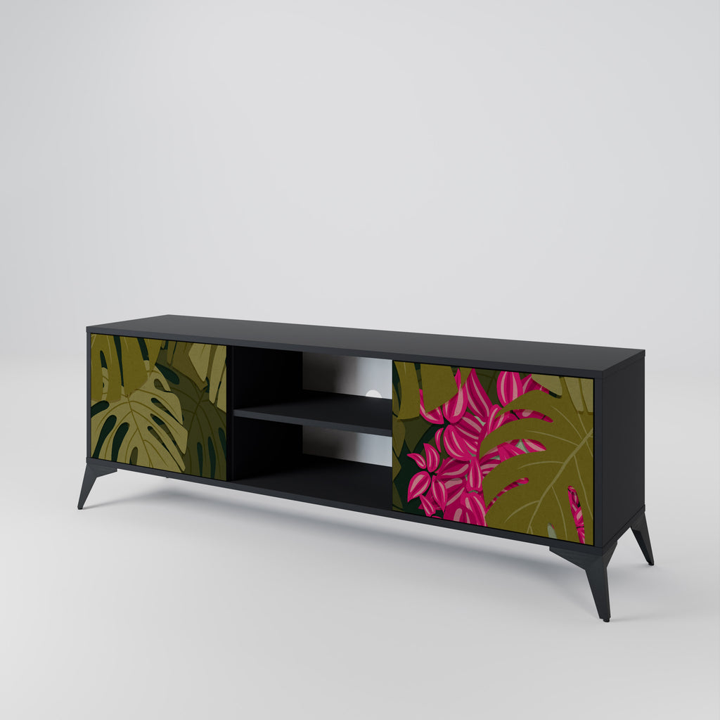 Mueble de TV de 2 puertas TROPICAL BEAUTY en acabado negro