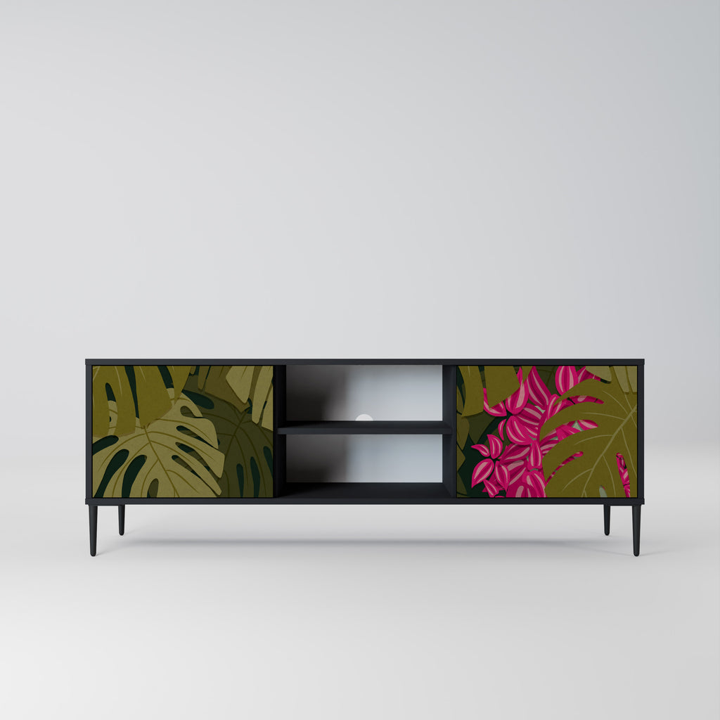 Mueble de TV de 2 puertas TROPICAL BEAUTY en acabado negro