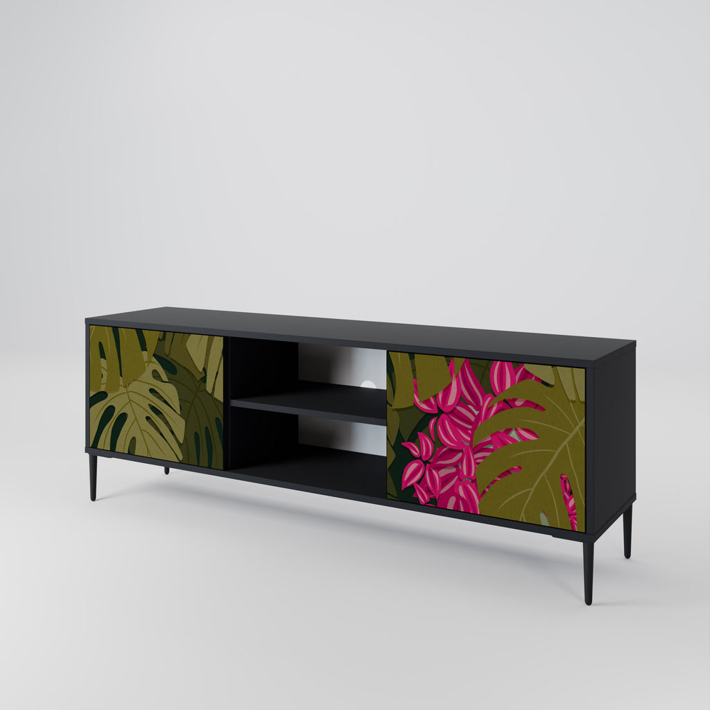 Mueble de TV de 2 puertas TROPICAL BEAUTY en acabado negro