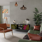 TROPICAL BEAUTY Mueble de TV de 2 Puertas en Acabado Negro