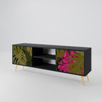 TROPICAL BEAUTY Mueble de TV de 2 Puertas en Acabado Negro