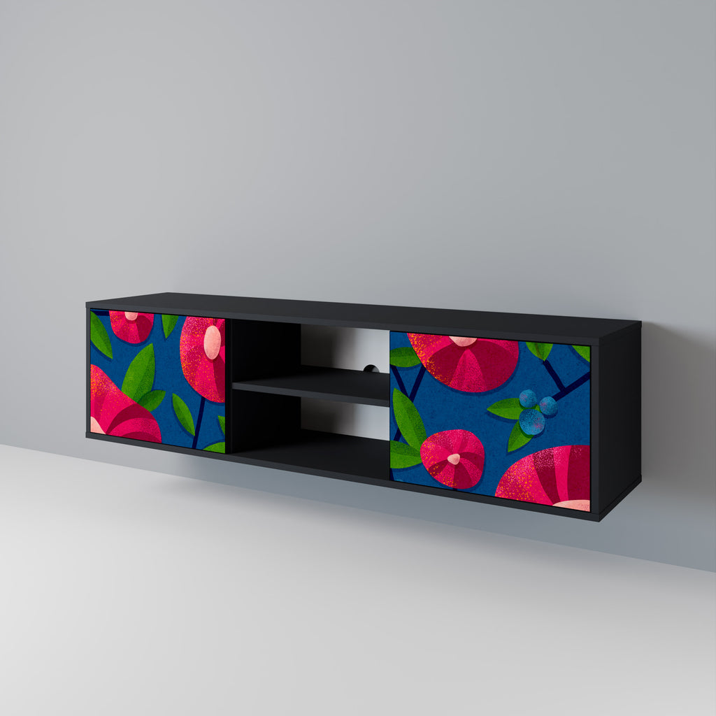 Mueble de TV de 2 puertas SPRING THOUGHTS con acabado negro