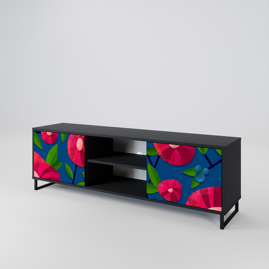 Mueble de TV de 2 puertas SPRING THOUGHTS con acabado negro