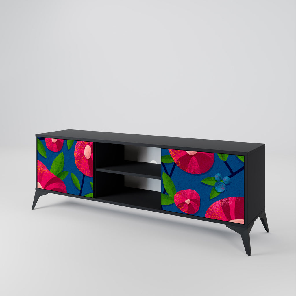Mueble de TV de 2 puertas SPRING THOUGHTS con acabado negro
