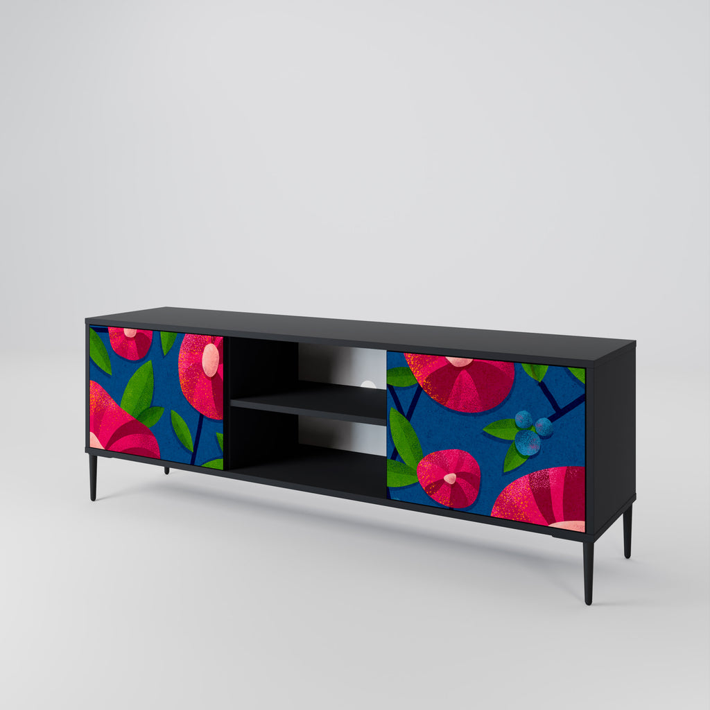 Mueble de TV de 2 puertas SPRING THOUGHTS con acabado negro