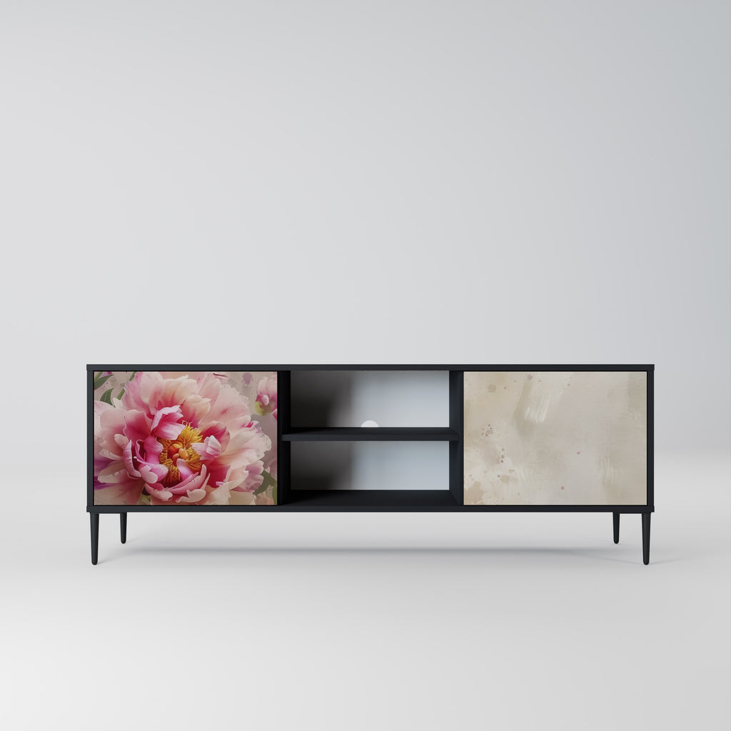 Mueble de TV de 2 puertas PEONY WHISPER con acabado negro