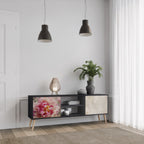 PEONY WHISPER 2-Door TV Stand in Black Finish