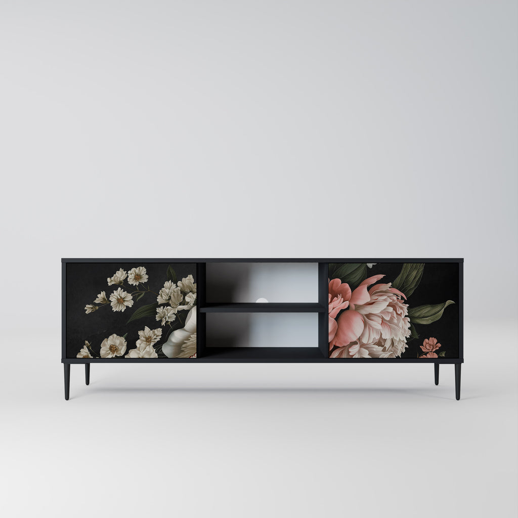 Mueble de TV de 2 puertas LUSH ELEGANCE con acabado negro