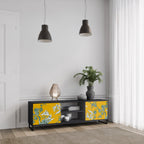 YELLOW CHINOISERIE Mueble de TV de 2 Puertas en Acabado Negro