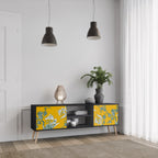 YELLOW CHINOISERIE Mueble de TV de 2 Puertas en Acabado Negro