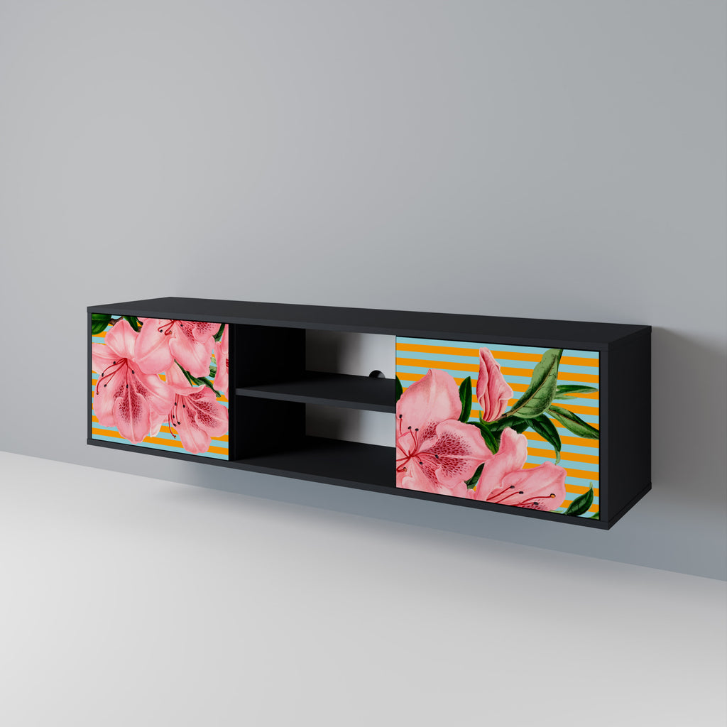 Mueble de TV de 2 puertas FRAGILE BEAUTY con acabado negro