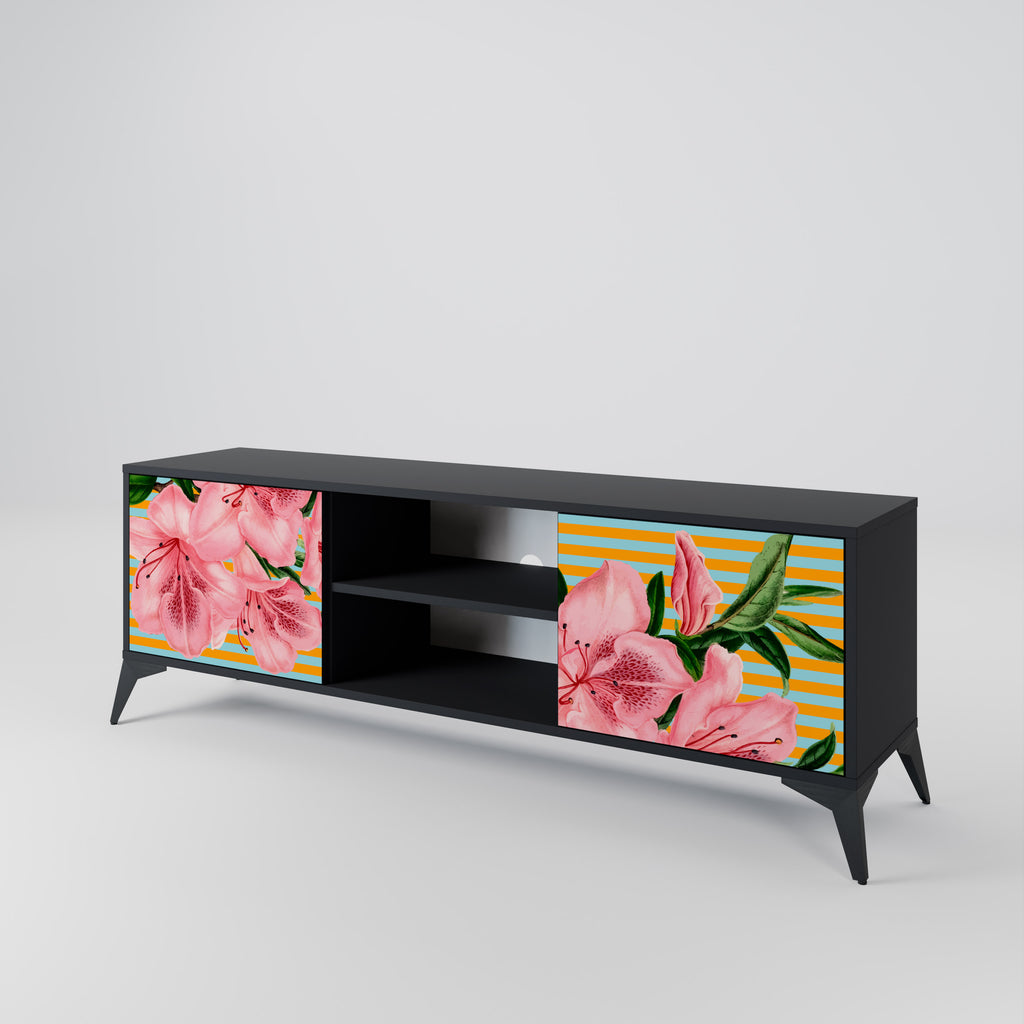 Mueble de TV de 2 puertas FRAGILE BEAUTY con acabado negro