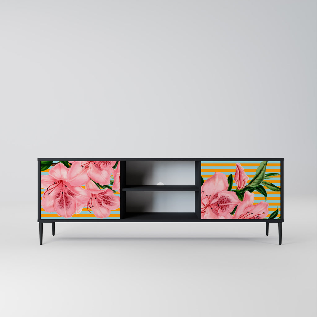 Mueble de TV de 2 puertas FRAGILE BEAUTY con acabado negro