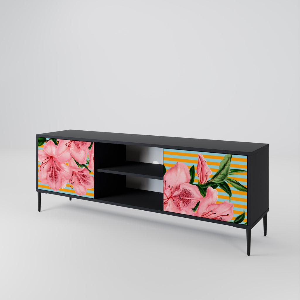 Mueble de TV de 2 puertas FRAGILE BEAUTY con acabado negro