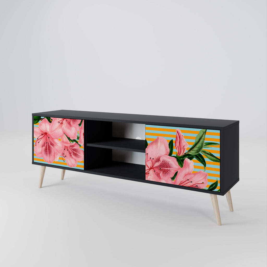 Mueble de TV de 2 puertas FRAGILE BEAUTY con acabado negro