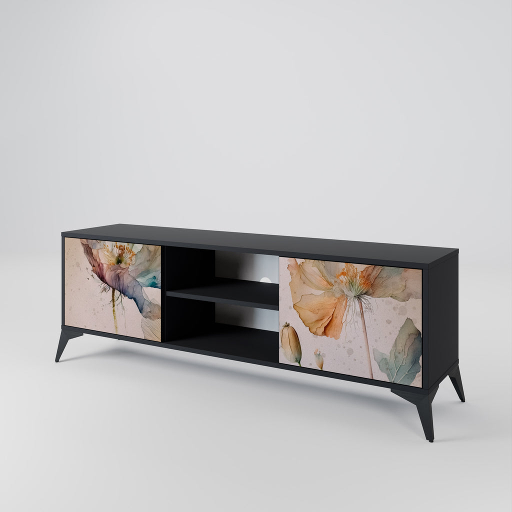 Mueble de TV SOFTEN POPPY de 2 puertas con acabado negro