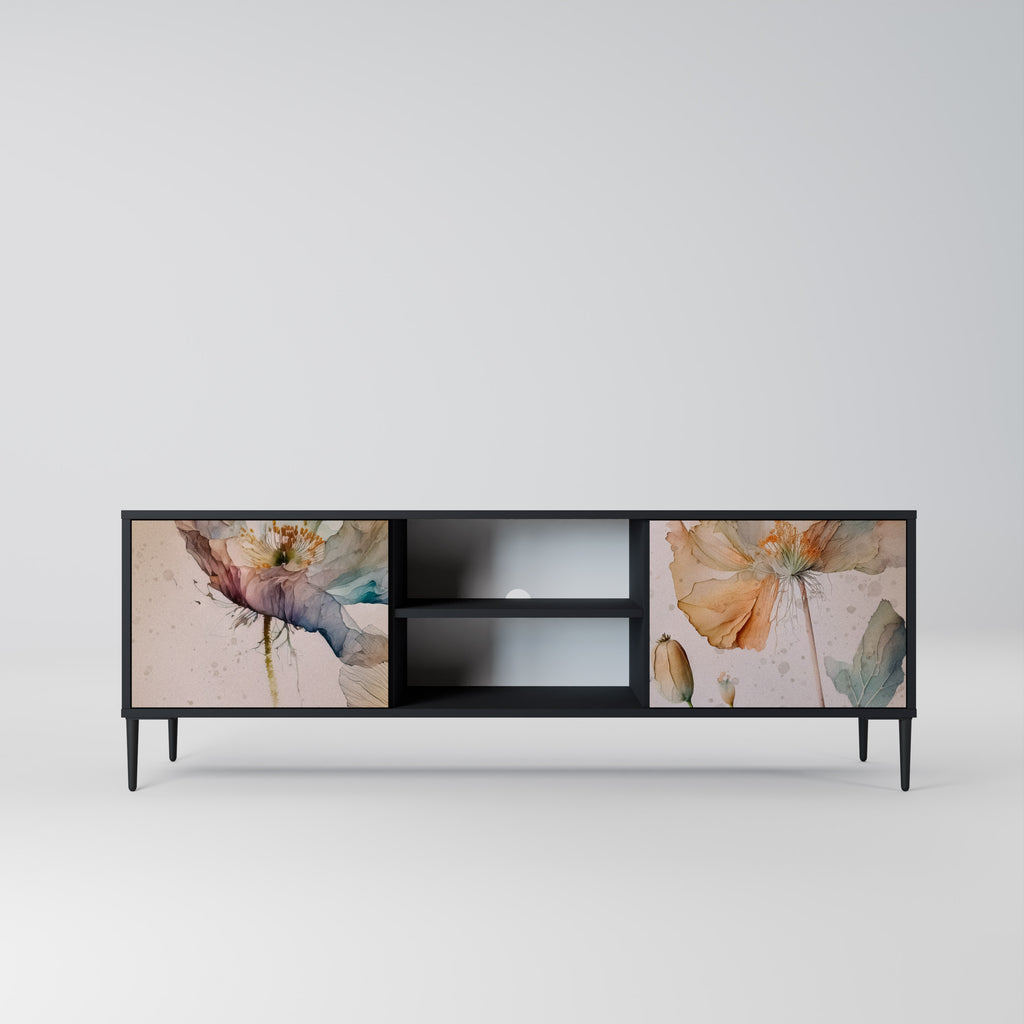 Mueble de TV SOFTEN POPPY de 2 puertas con acabado negro