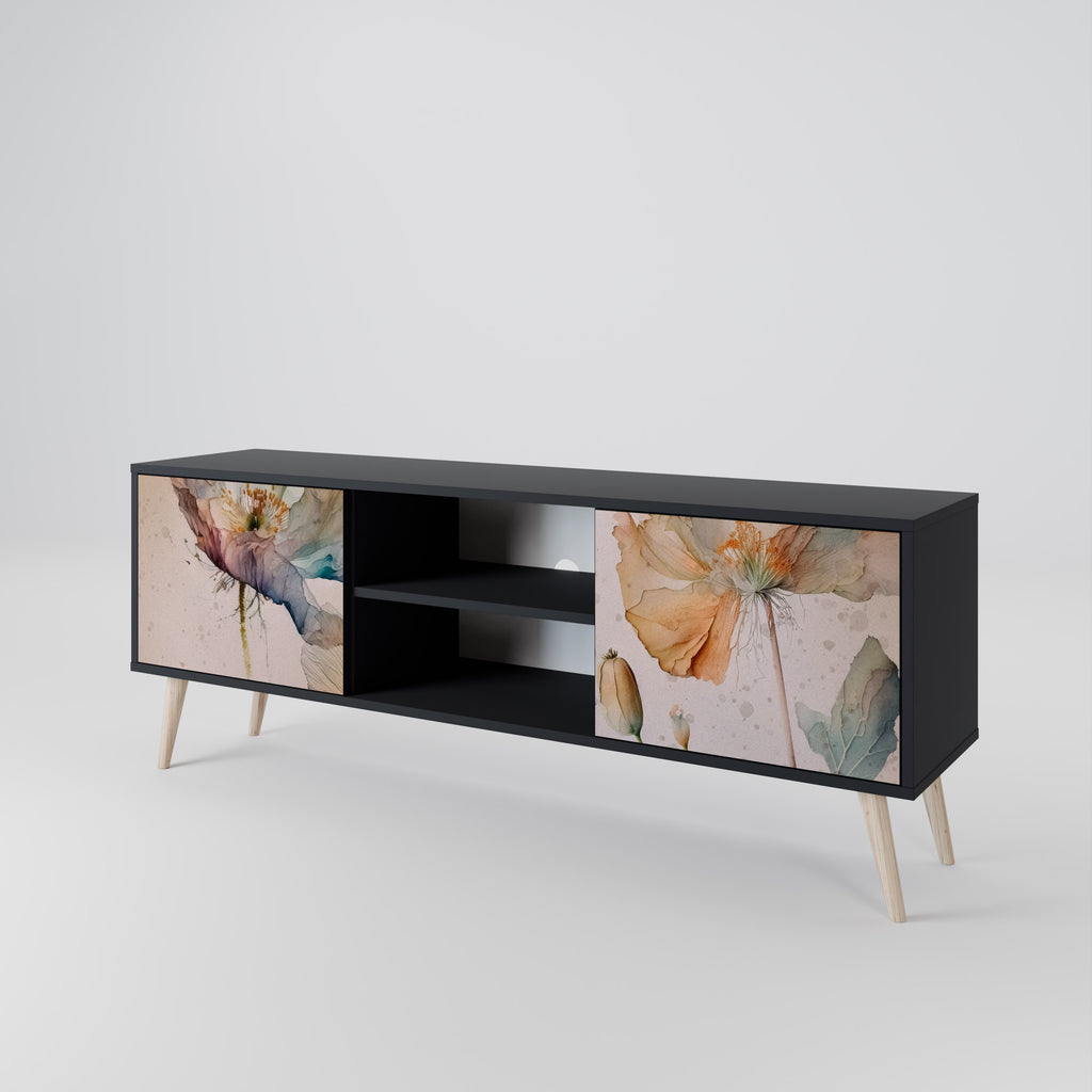 Mueble de TV SOFTEN POPPY de 2 puertas con acabado negro