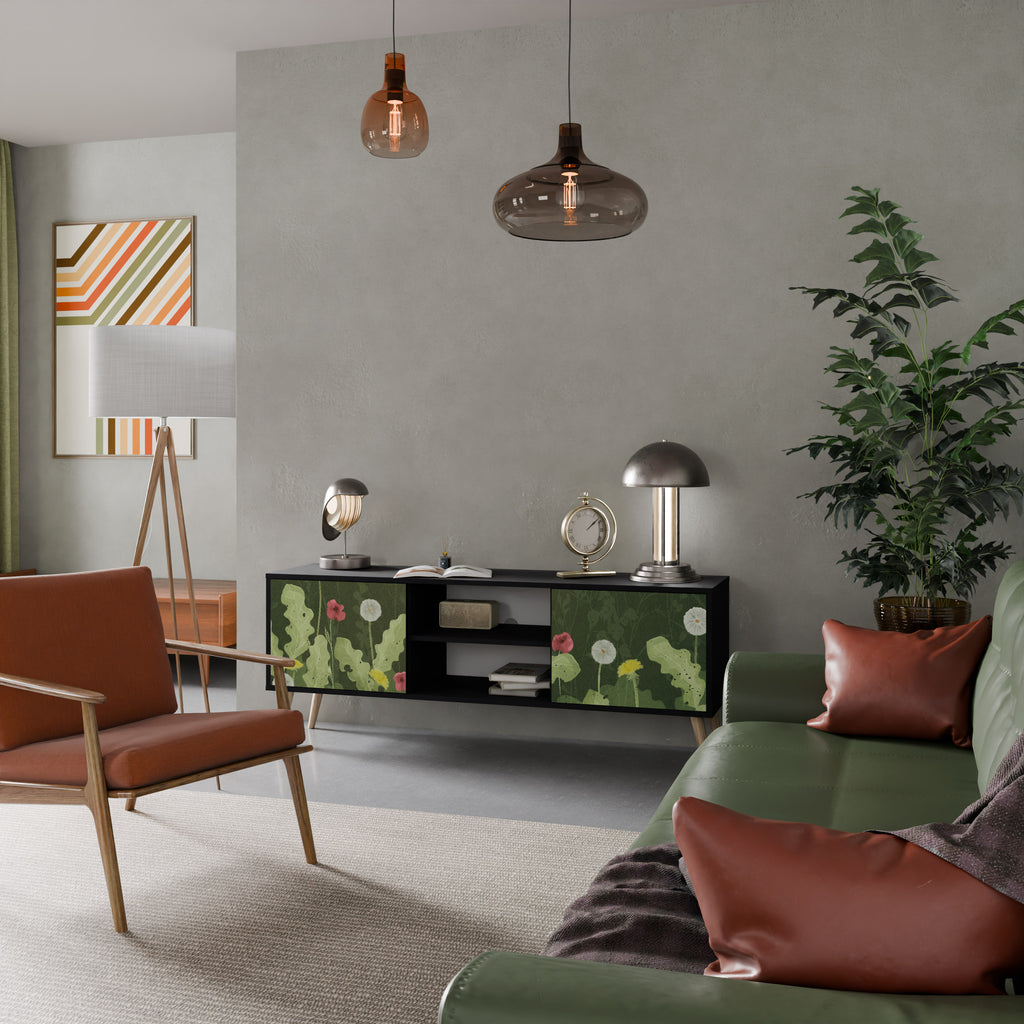 Mueble de TV DANDELION AMUSE de 2 puertas con acabado negro