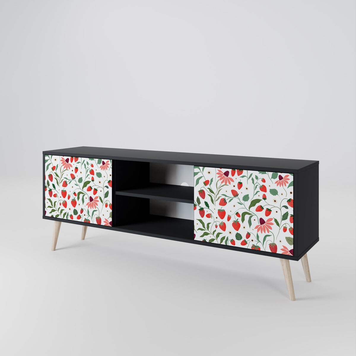 FLOWERS AND STRAWBERRIES Mueble de TV de 2 Puertas