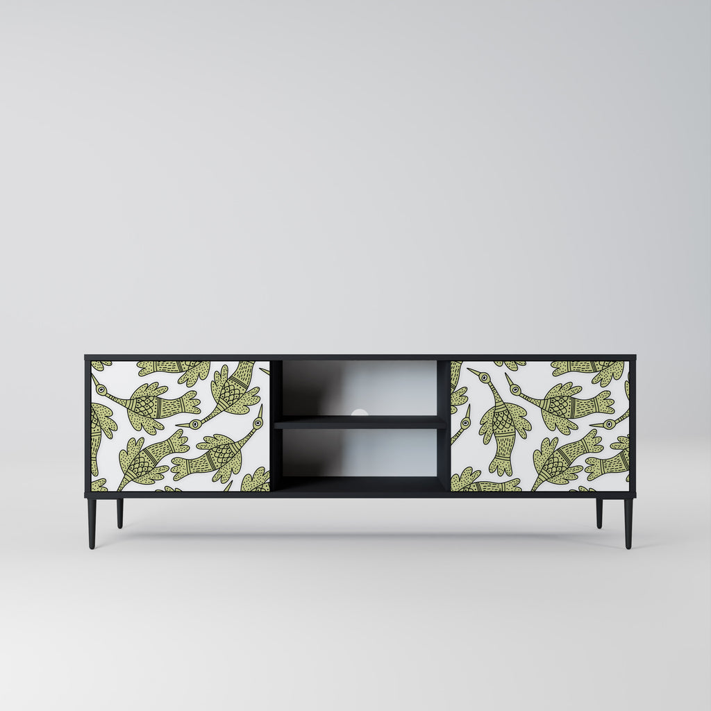 Mueble de TV de 2 puertas SEEDLING SONGBIRD con acabado negro