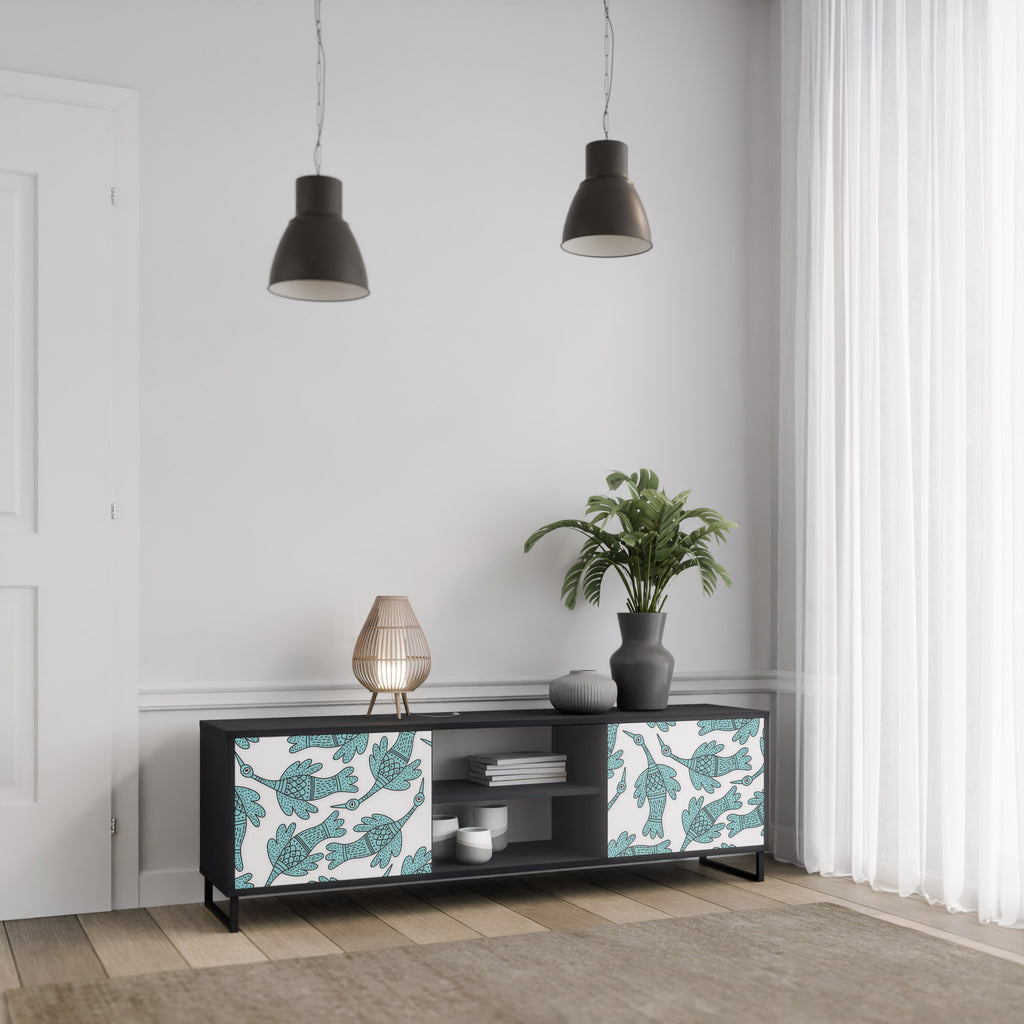 Mueble para TV de 2 puertas WATERSPOUT SONGIBIRD con acabado negro