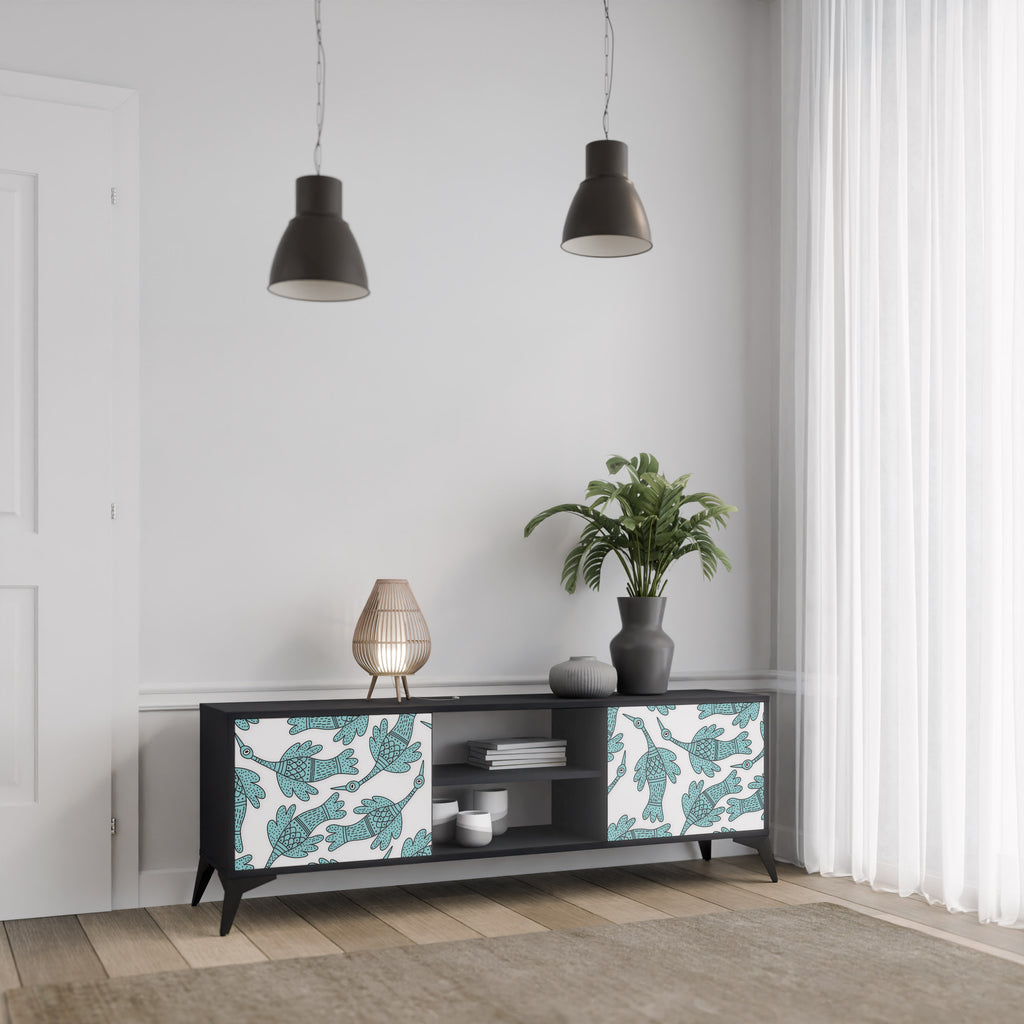 Mueble para TV de 2 puertas WATERSPOUT SONGIBIRD con acabado negro