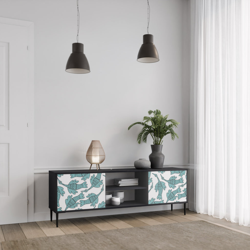 Mueble para TV de 2 puertas WATERSPOUT SONGIBIRD con acabado negro