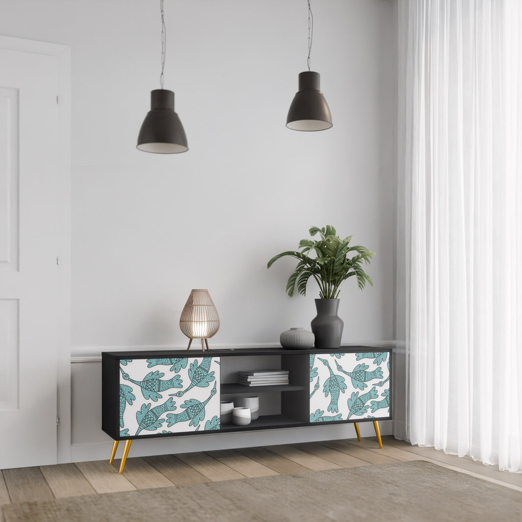Mueble para TV de 2 puertas WATERSPOUT SONGIBIRD con acabado negro