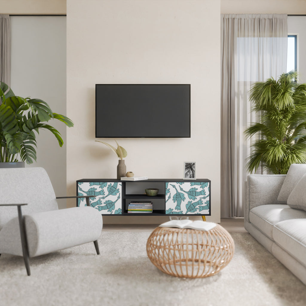 Mueble para TV de 2 puertas WATERSPOUT SONGIBIRD con acabado negro
