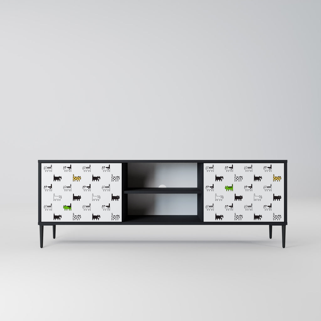 Mueble de TV de 2 puertas CATS COMPILATION en acabado negro