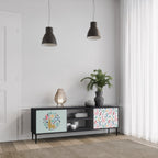 COLORFUL ALPACAS Mueble de TV de 2 Puertas en Acabado Negro