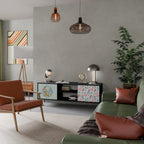 COLORFUL ALPACAS Mueble de TV de 2 Puertas en Acabado Negro