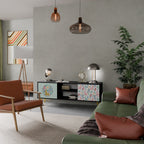 COLORFUL ALPACAS Mueble de TV de 2 Puertas en Acabado Negro