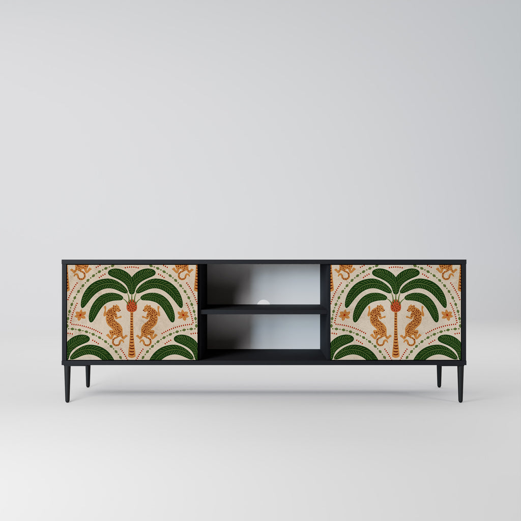 Mueble de TV de dos puertas DANCING PREDATORS en acabado negro