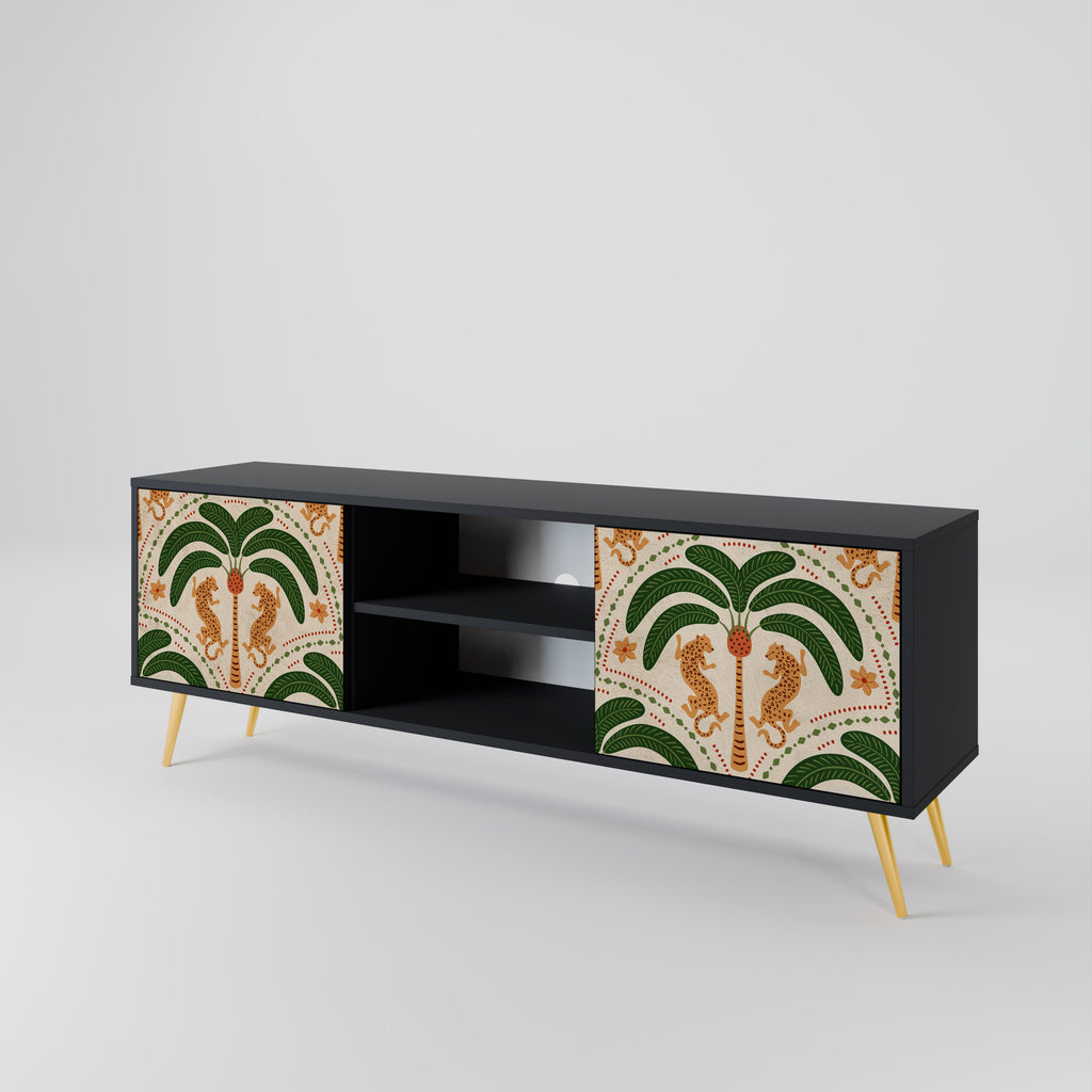 Mueble de TV de dos puertas DANCING PREDATORS en acabado negro