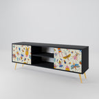 COLORFUL INSECTS 2-Door TV Stand in Black Finish