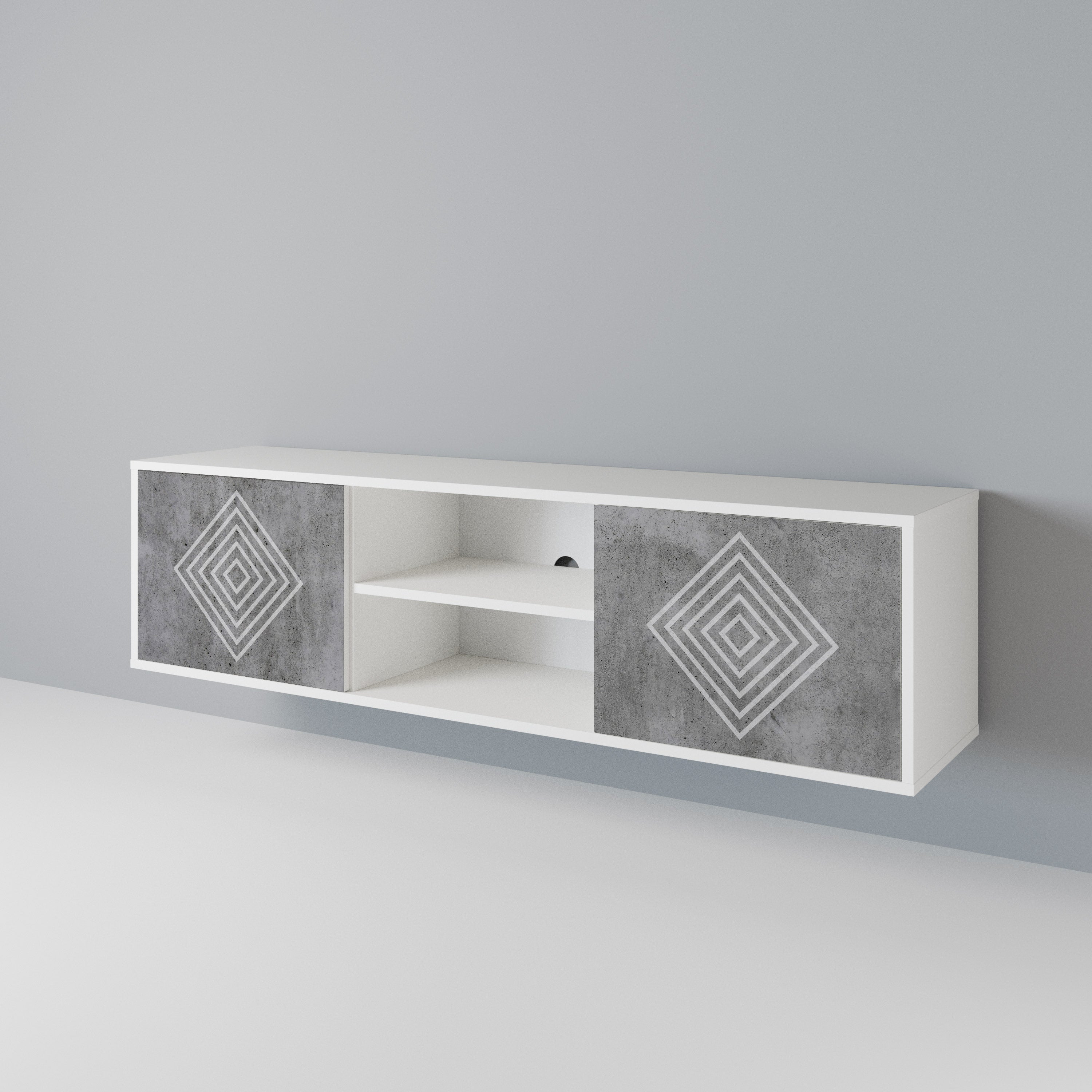 POLYGONAL ARTISTRY Mueble de TV de 2 Puertas