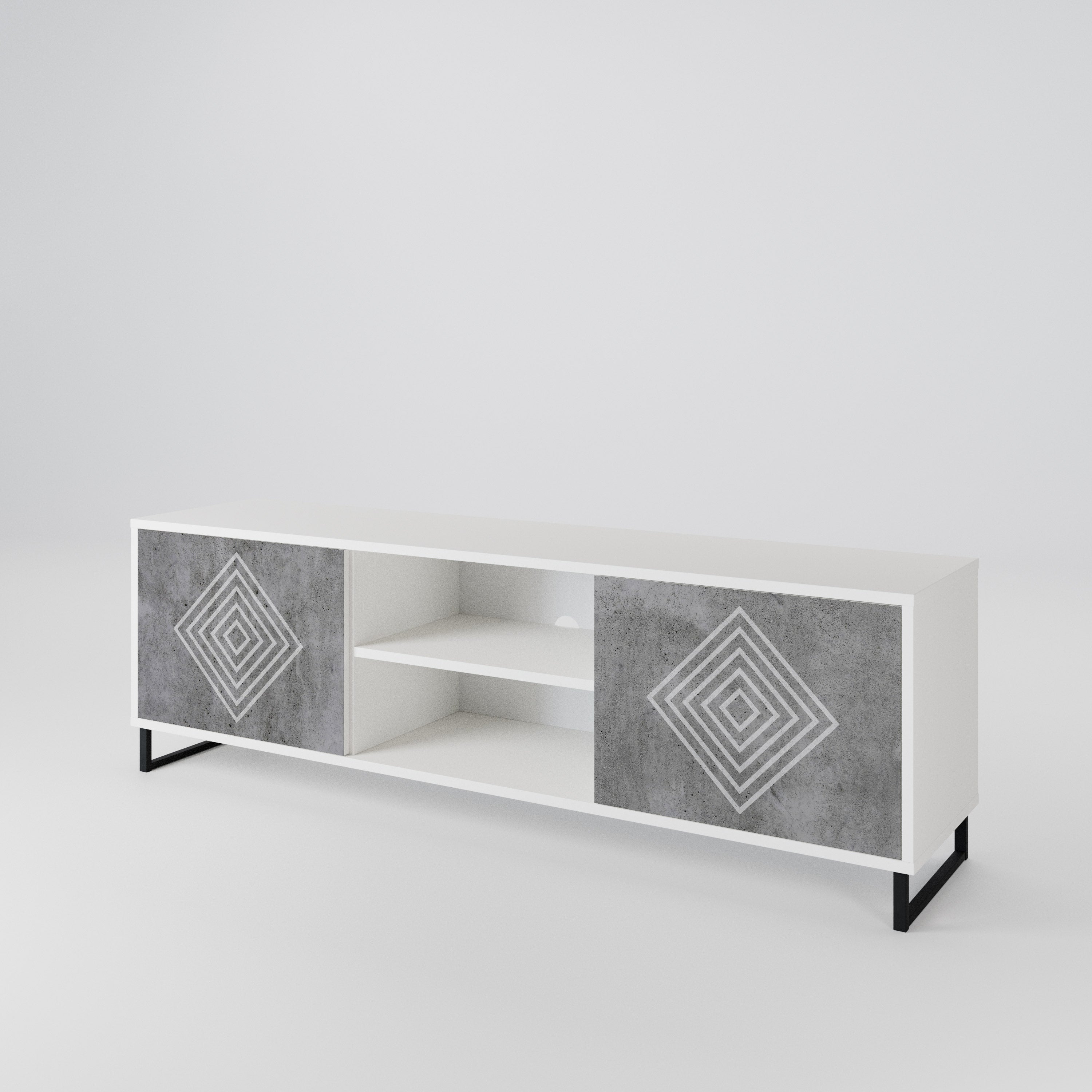 POLYGONAL ARTISTRY Mueble de TV de 2 Puertas