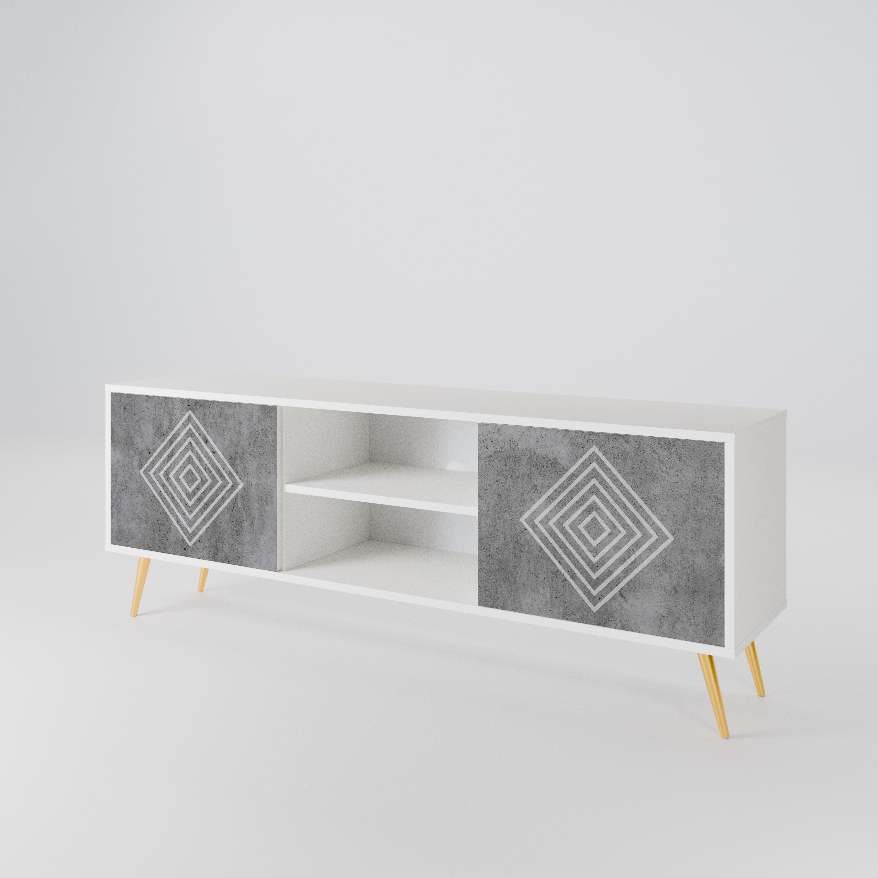 POLYGONAL ARTISTRY Mueble de TV de 2 Puertas
