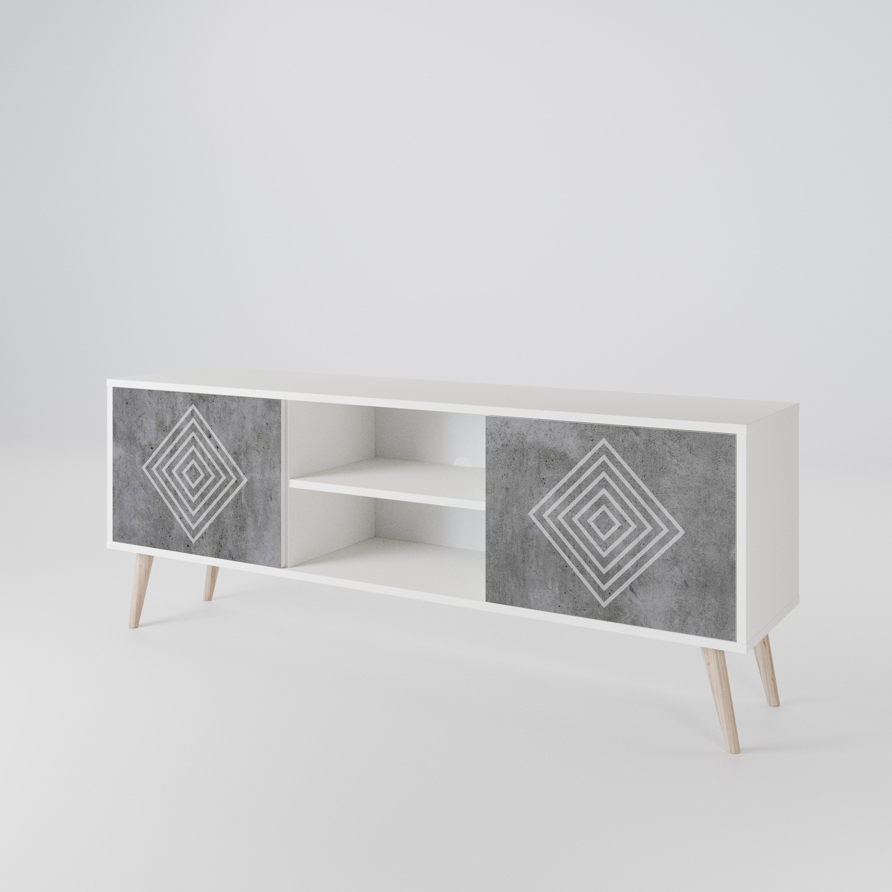 POLYGONAL ARTISTRY Mueble de TV de 2 Puertas