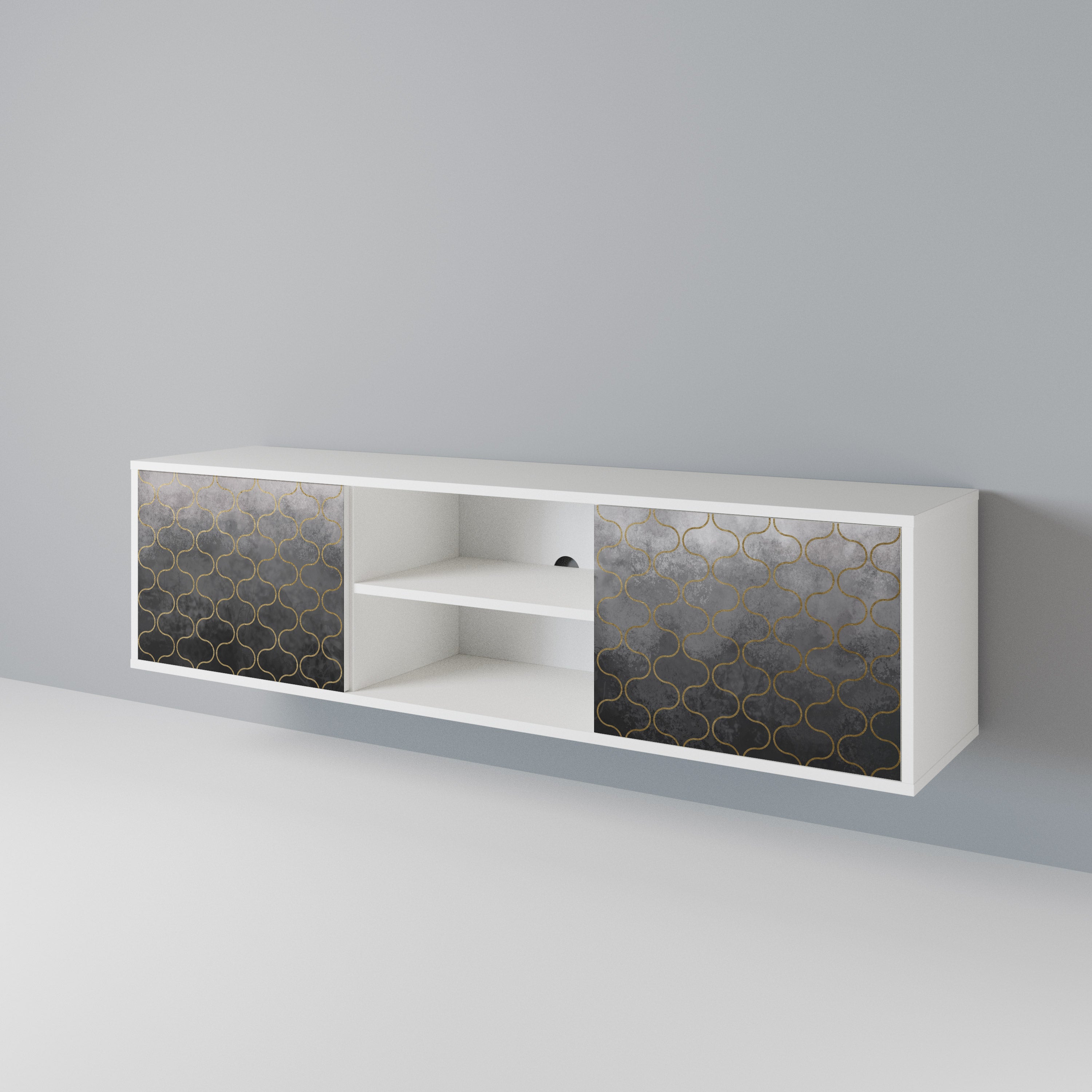 TESSELATED GRAYISH Mueble de TV de 2 Puertas