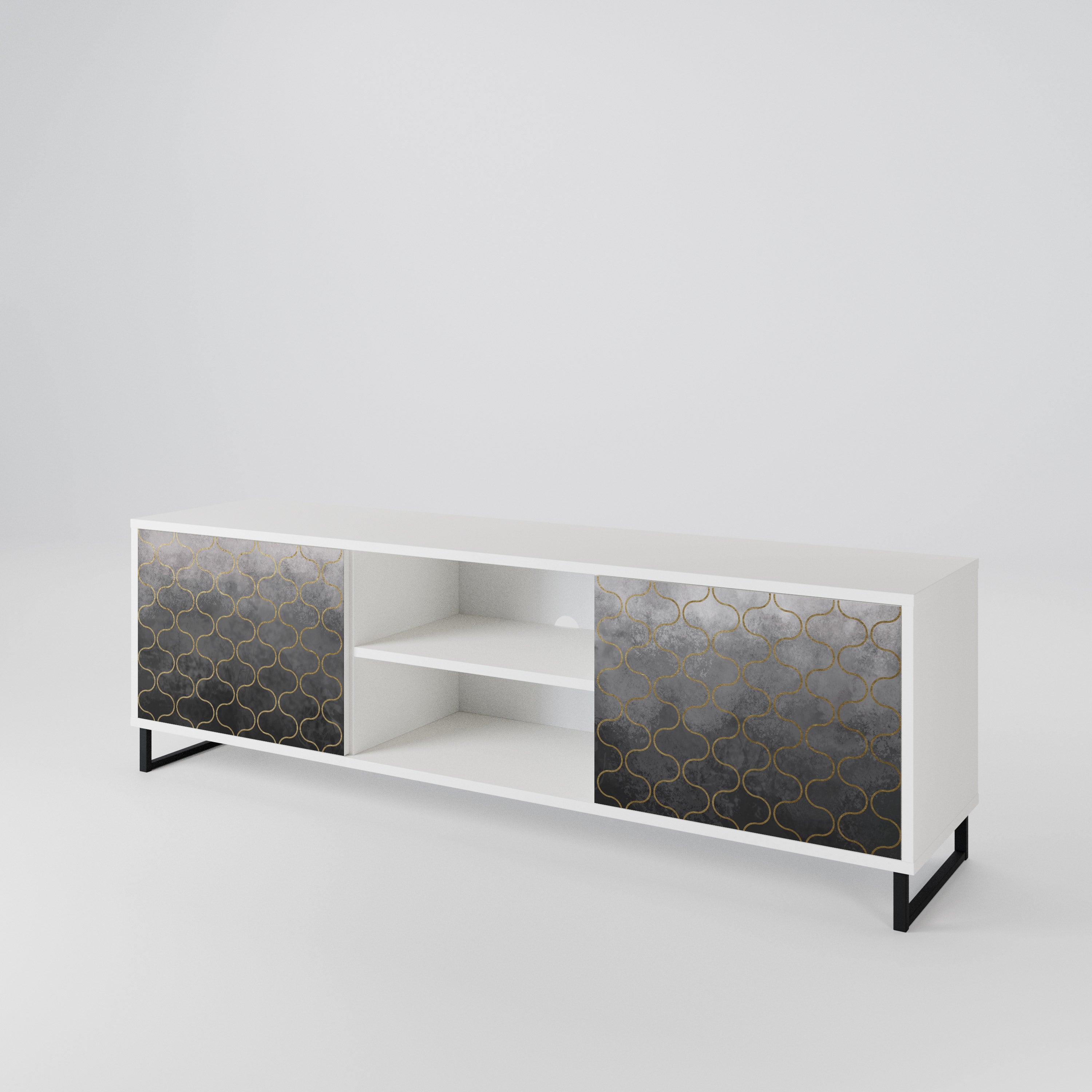 TESSELATED GRAYISH Mueble de TV de 2 Puertas