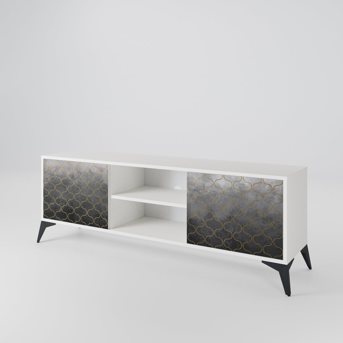 TESSELATED GRAYISH Mueble de TV de 2 Puertas