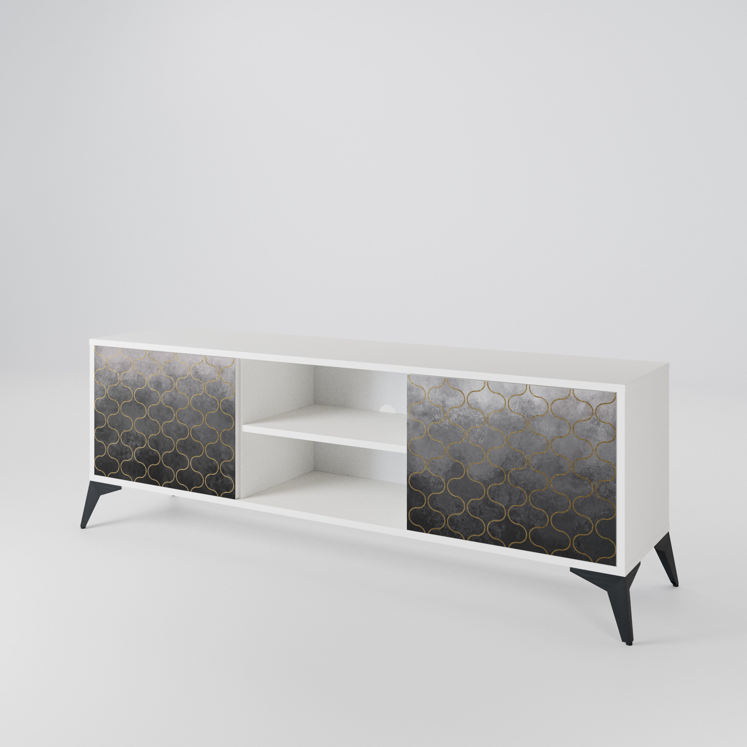 TESSELATED GRAYISH Mueble de TV de 2 Puertas