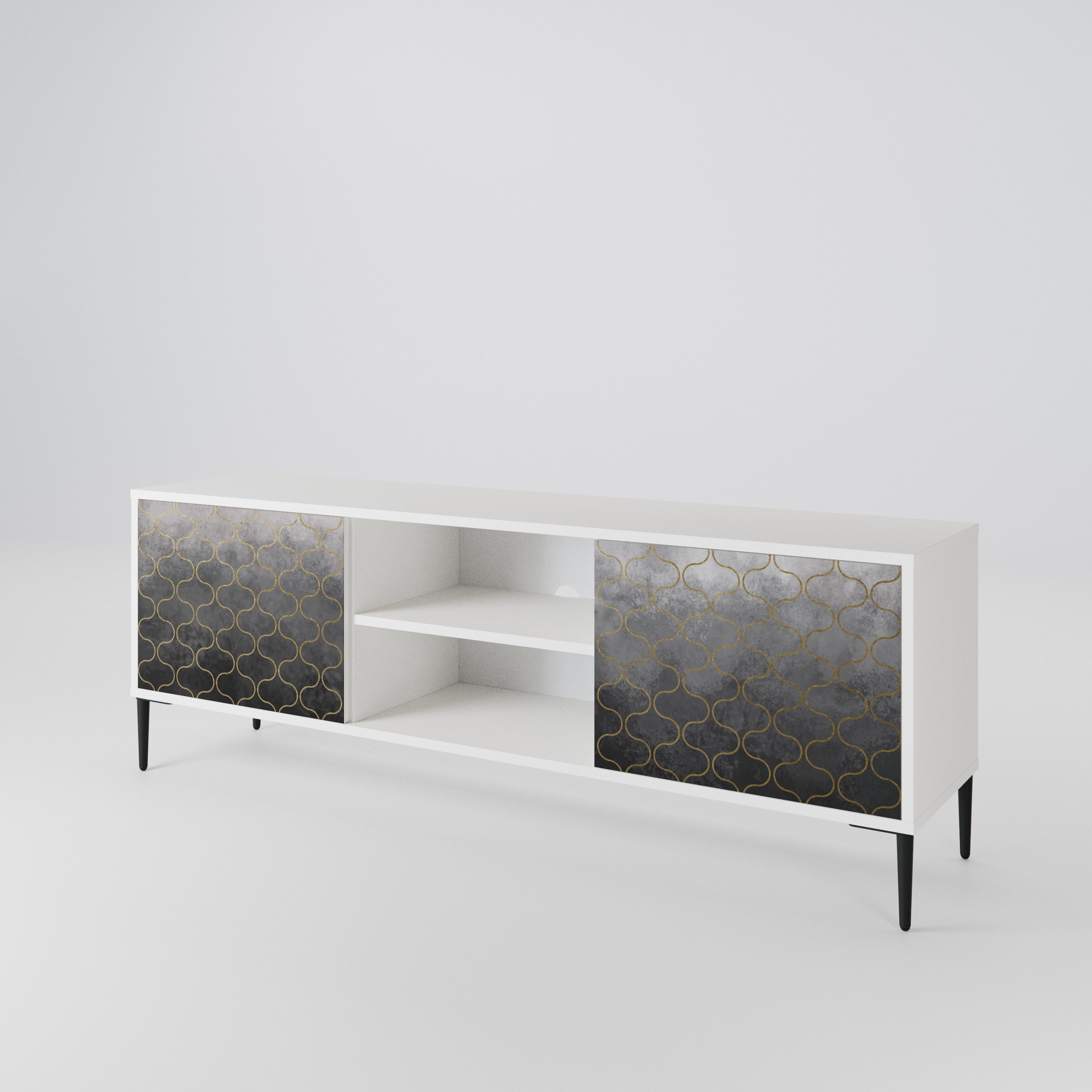 TESSELATED GRAYISH Mueble de TV de 2 Puertas