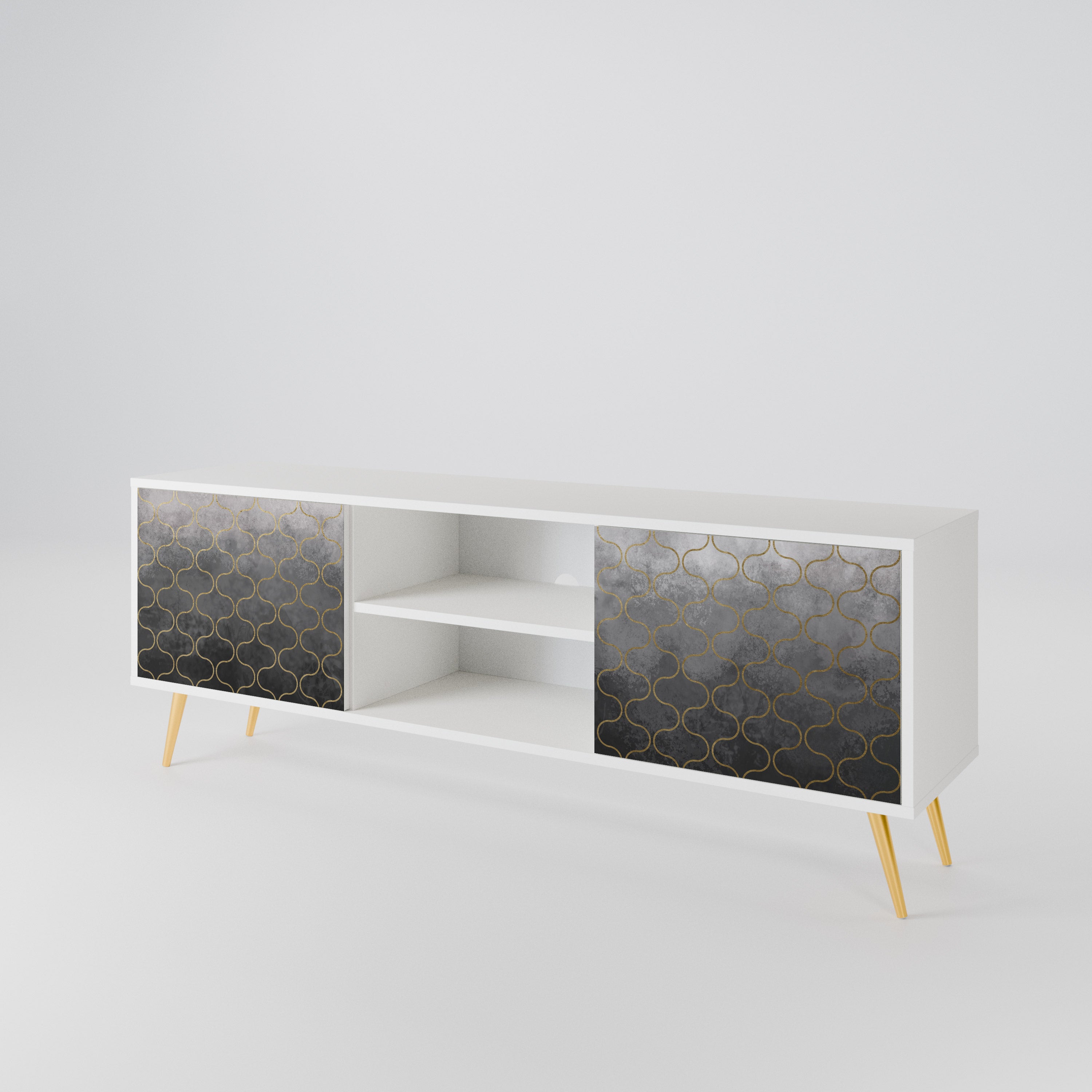 TESSELATED GRAYISH Mueble de TV de 2 Puertas
